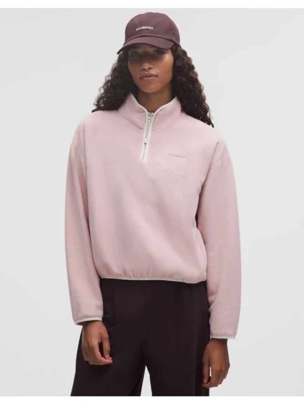 lululemon athletica Pale Pink Quarter-Zip Fleece Top